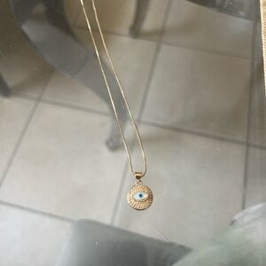 Gold Evil Eye Pendant Necklace